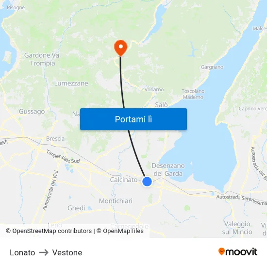 Lonato to Vestone map