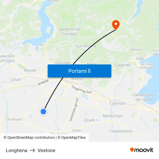 Longhena to Vestone map