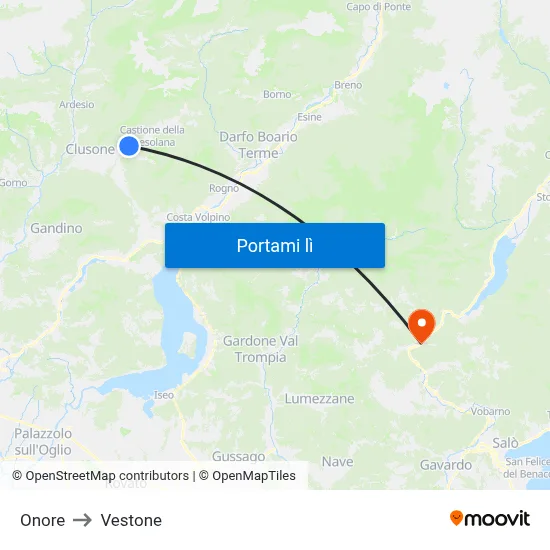 Onore to Vestone map