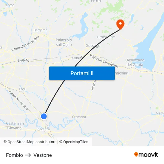 Fombio to Vestone map