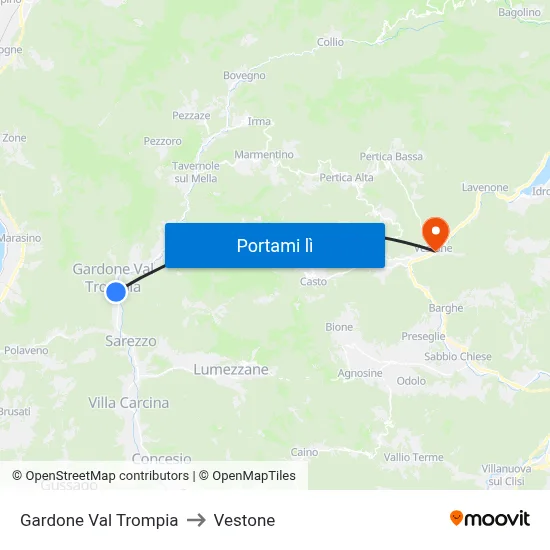 Gardone Val Trompia to Vestone map
