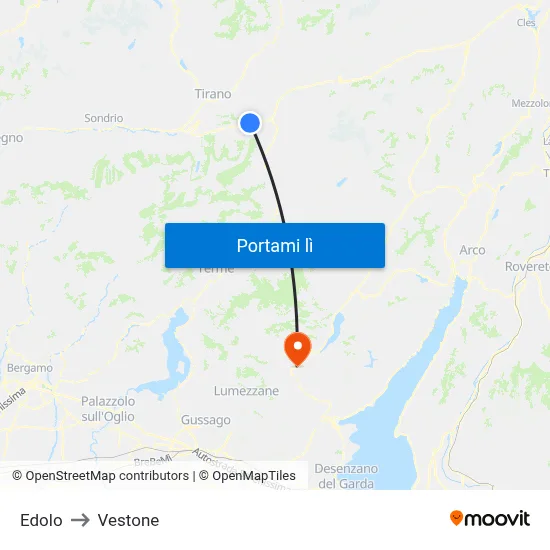 Edolo to Vestone map