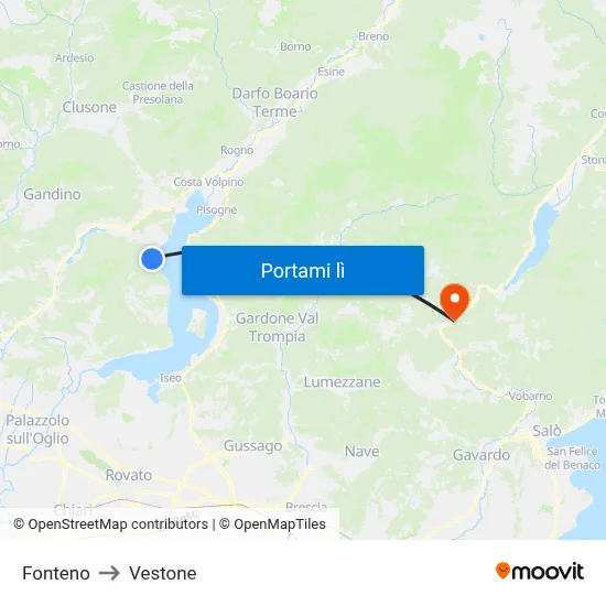Fonteno to Vestone map