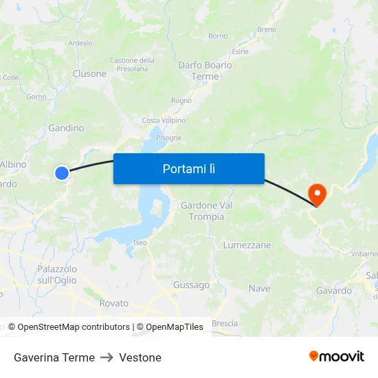 Gaverina Terme to Vestone map
