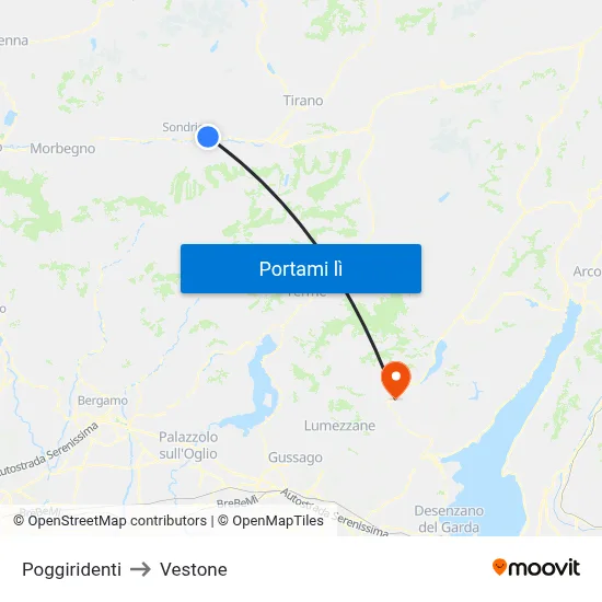 Poggiridenti to Vestone map