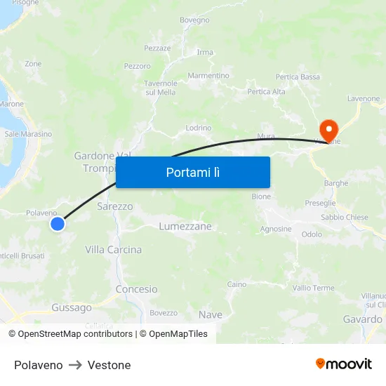 Polaveno to Vestone map
