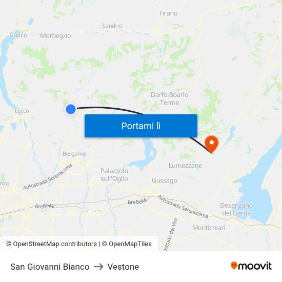 San Giovanni Bianco to Vestone map