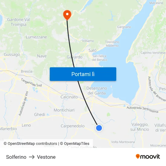 Solferino to Vestone map