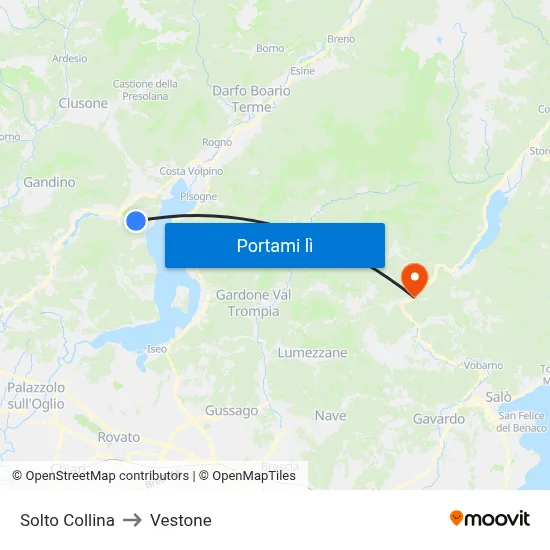 Solto Collina to Vestone map