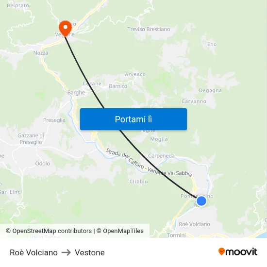 Roè Volciano to Vestone map