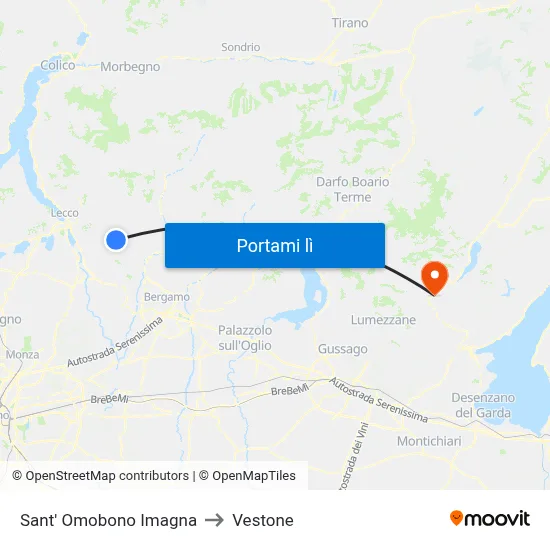 Sant' Omobono Imagna to Vestone map