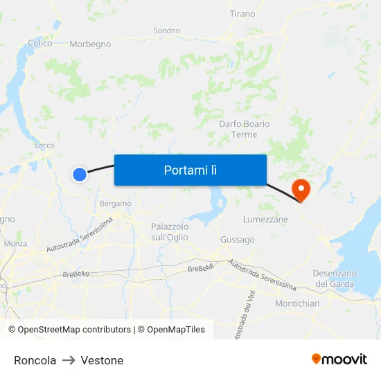 Roncola to Vestone map