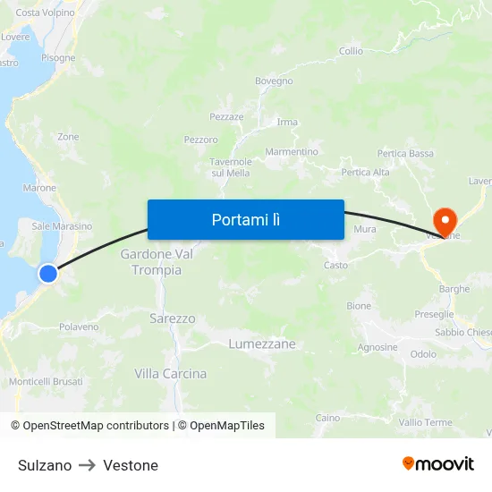 Sulzano to Vestone map