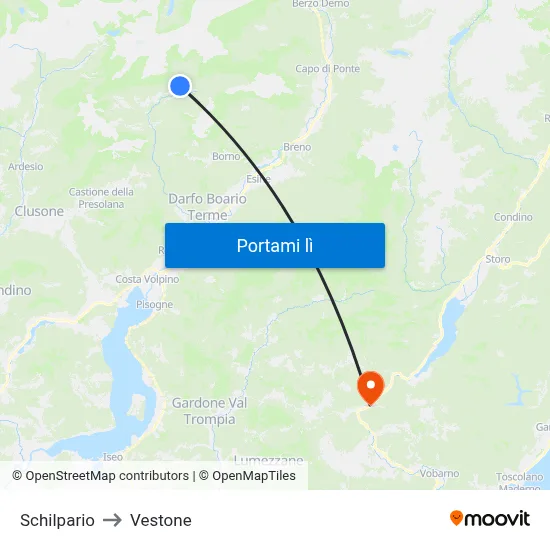 Schilpario to Vestone map