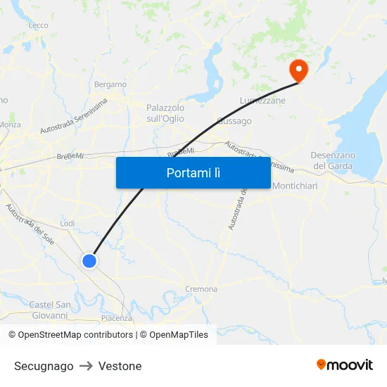 Secugnago to Vestone map