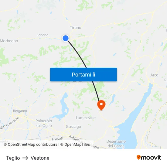 Teglio to Vestone map