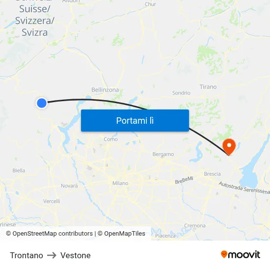 Trontano to Vestone map