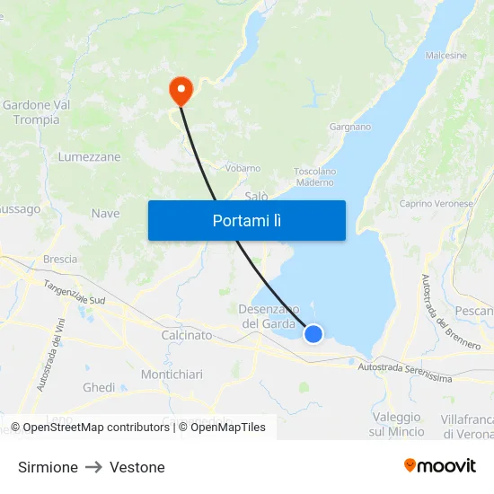 Sirmione to Vestone map