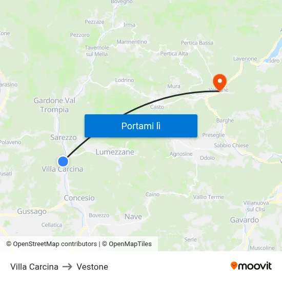Villa Carcina to Vestone map