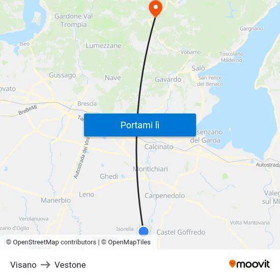 Visano to Vestone map