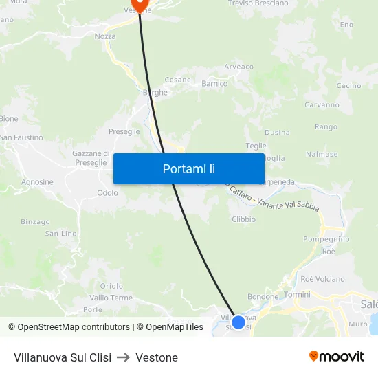 Villanuova Sul Clisi to Vestone map