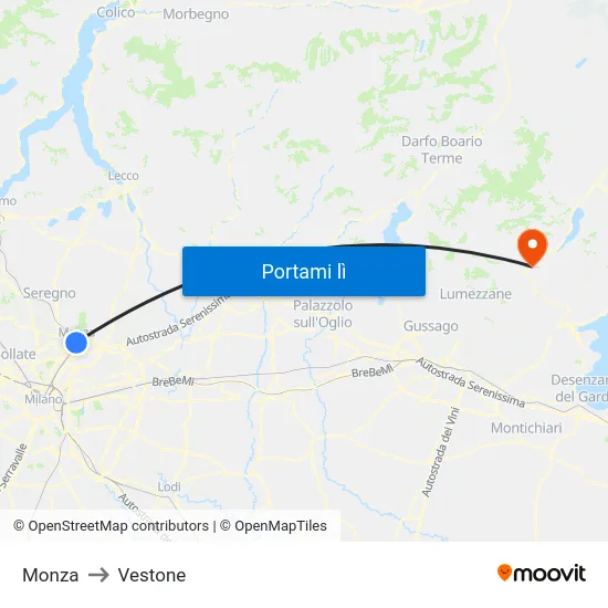 Monza to Vestone map