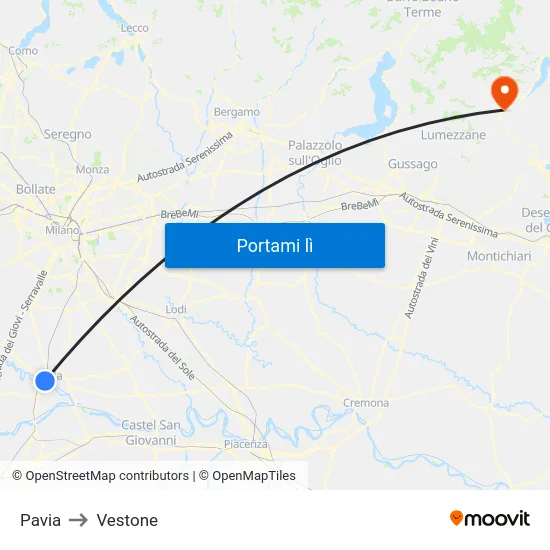 Pavia to Vestone map