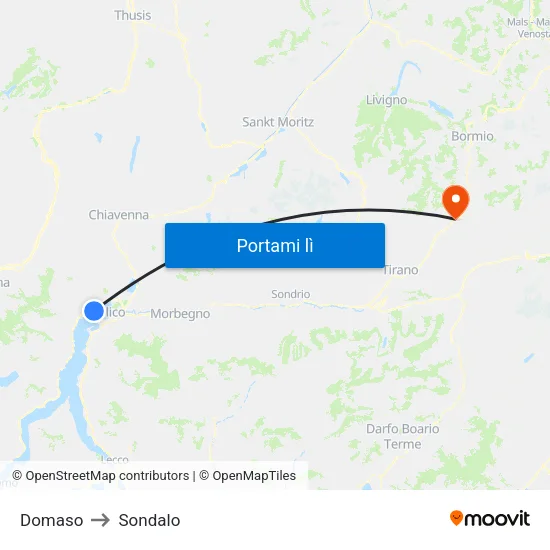 Domaso to Sondalo map
