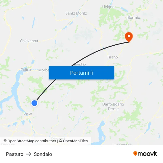 Pasturo to Sondalo map