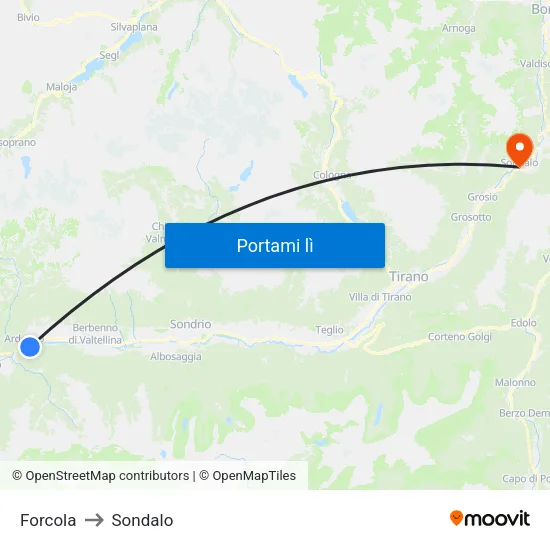 Forcola to Sondalo map