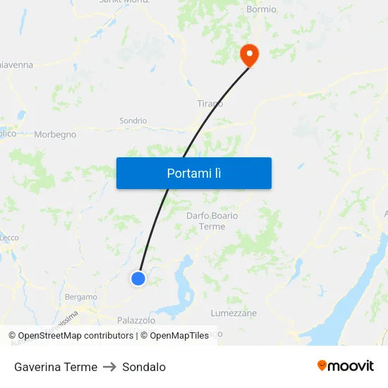 Gaverina Terme to Sondalo map