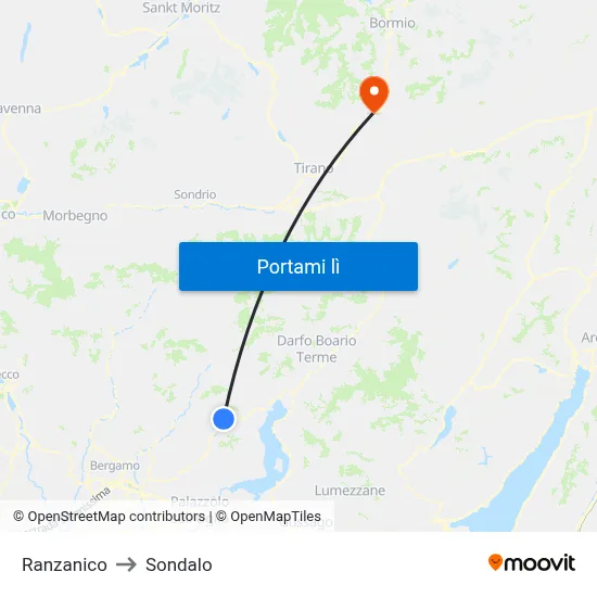 Ranzanico to Sondalo map