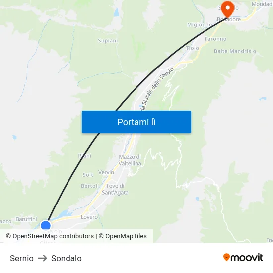 Sernio to Sondalo map