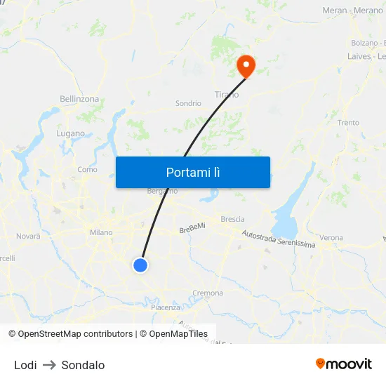 Lodi to Sondalo map