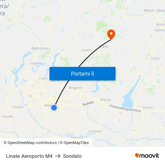 Linate Aeroporto M4 to Sondalo map