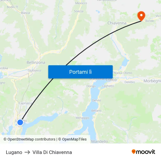 Lugano to Villa Di Chiavenna map