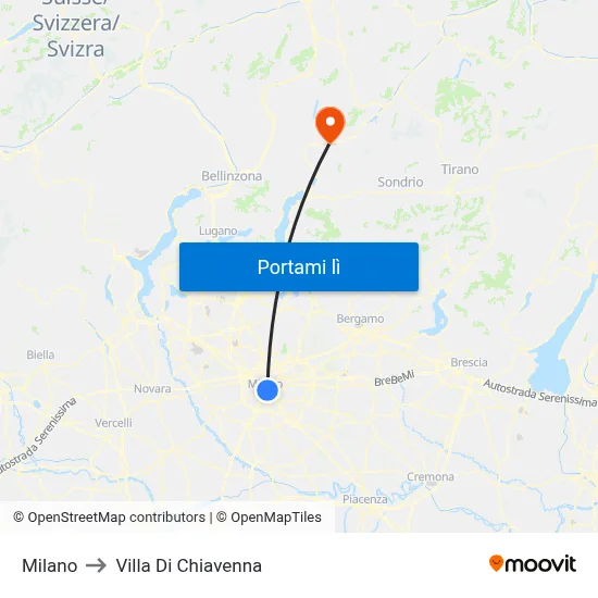 Milano to Villa Di Chiavenna map