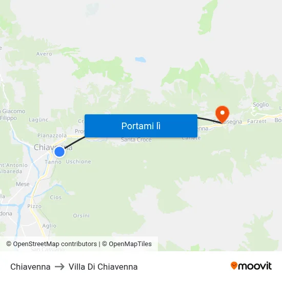 Chiavenna to Villa Di Chiavenna map