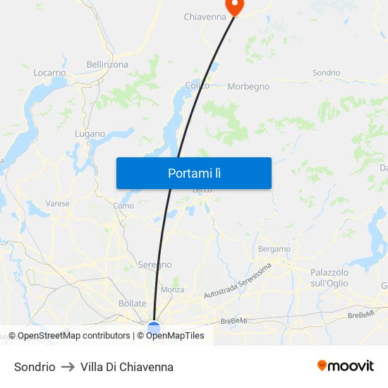 Sondrio to Villa Di Chiavenna map