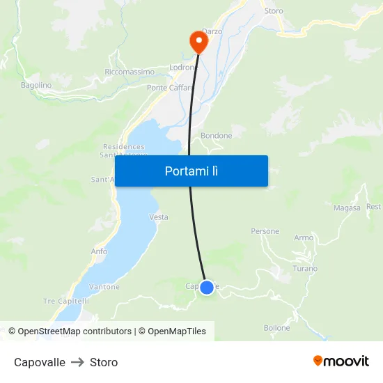 Capovalle to Storo map