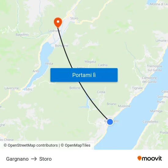 Gargnano to Storo map