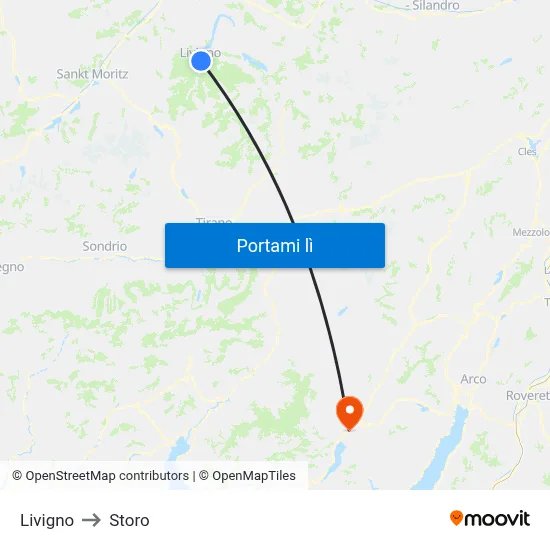 Livigno to Storo map