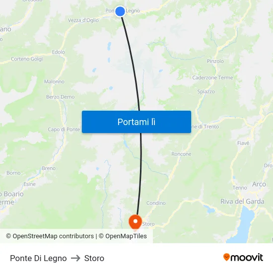 Ponte Di Legno to Storo map