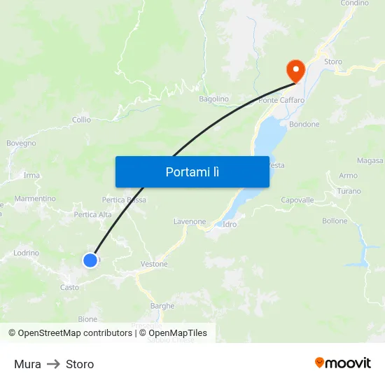 Mura to Storo map
