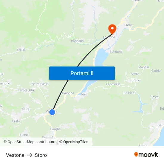 Vestone to Storo map
