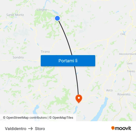 Valdidentro to Storo map