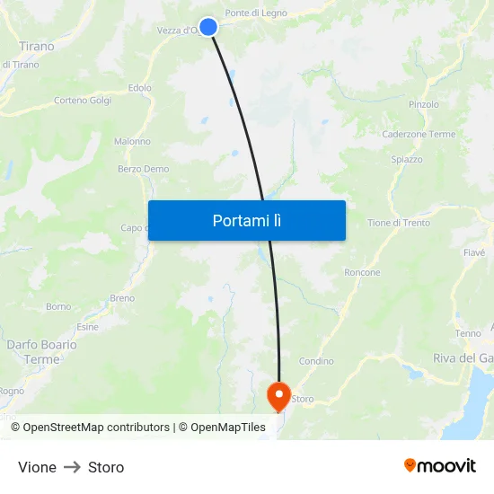 Vione to Storo map