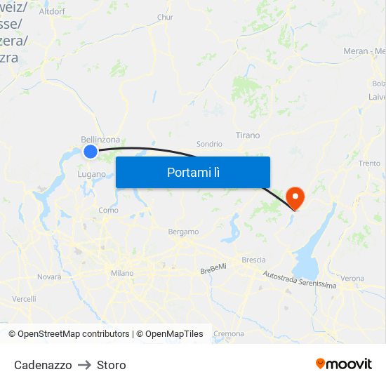 Cadenazzo to Storo map
