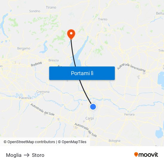 Moglia to Storo map