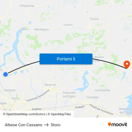 Albese Con Cassano to Storo map